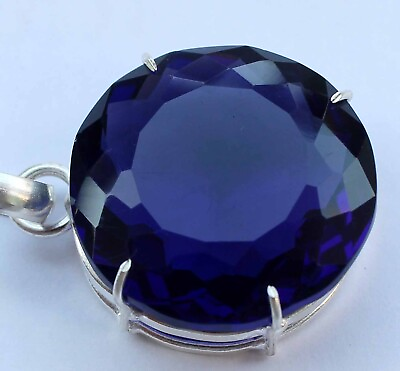 #ad 88.00 Ct. Beautiful Round Cut Color Blue Imperial Topaz Pendant $19.99