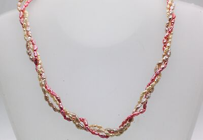 #ad Necklace IN Three Coloured Freshwater Pearls With Clasp Made of Tombac $60.13