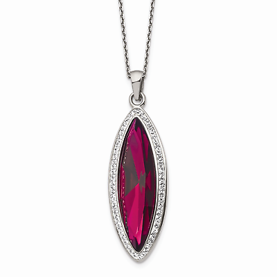 #ad Lex amp; Lu Stainless Steel Pol. Red Crystal Preciosa Crystal w 2quot; ext Necklace $61.99