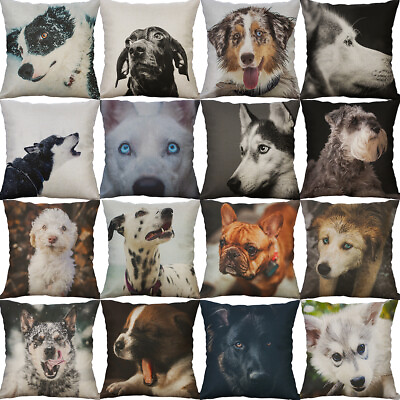 #ad 18#x27;#x27; Dog Print Square Home Decorative Throw Pillow Case Sofa Waist Cushion Cover $3.87