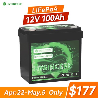 #ad 12V 100Ah LiFePO4 Lithium Battery Deep Cycle for Solar Panel RV Off grid Power $176.98