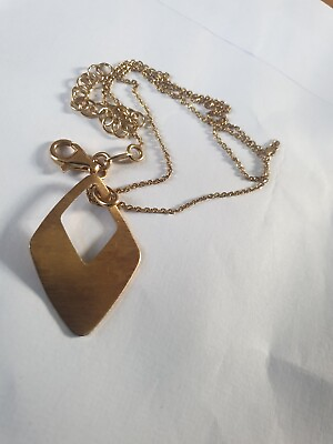 #ad Dyadema 925 Silver Diamond Shape Golden Pendant 40 45 Cm Belcher Chain Necklace GBP 19.99