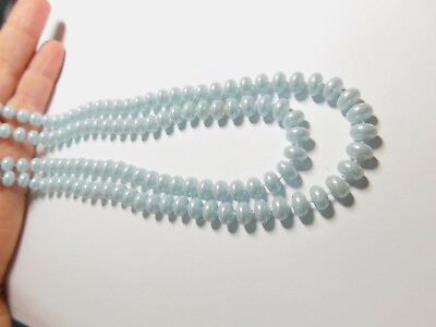 #ad Light Blue Plastic Doughnut Shape Beaded Necklace Vintage $9.42
