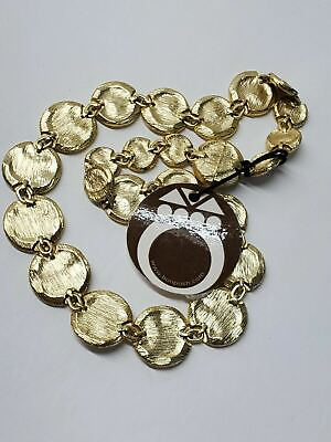 #ad Bonposh Necklace Gold Tone Circles Round Links Magnetic Closure Medallions Vtg $23.16