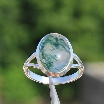 #ad Moss Agate Ring Statement Ring 925 Sterling Silver Moss Ring Women Ring $20.00