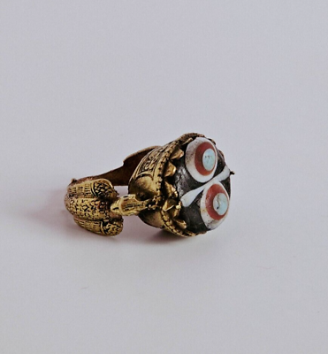 #ad Old Brass Ring Eye Design Ethnic Gypsy Statements Collectable Vintage Jewellery $45.00