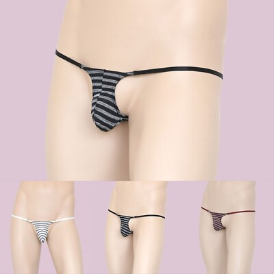 #ad Hot Sale Mens Panties Underwear 1pc Pouch Regular Sexy Wine Red Stripe C $8.96