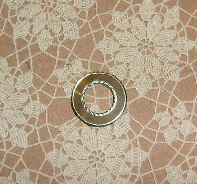 #ad Vintage Textured Design Gold Tone Rigid Edging Round Scarf Ring Clip 1 1 2 Inch $12.99