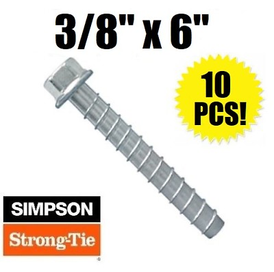 #ad Qty 10 3 8quot; X 6quot; Simpson Strong Tie THD37600H Titen HD Concrete Screw Anchor $40.48