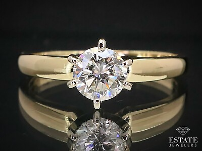 #ad Estate 14k Yellow Gold Round Cut Natural .65ct Diamond Solitaire Ring 3g i13057 $629.30