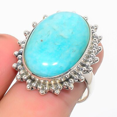 #ad Amazonite Gemstone Handmade 925 Solid Sterling Silver Jewelry Ring Size 6.5 $18.99
