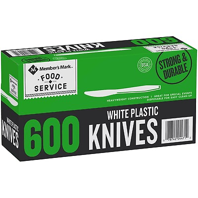 #ad Member#x27;s Mark Plastic Knives Heavyweight White 600 ct. Premium Quality $23.90