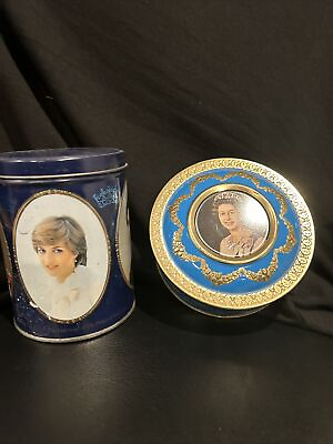 #ad Royal Family The Queen and Lady Diana Royal Tin Lot $29.99