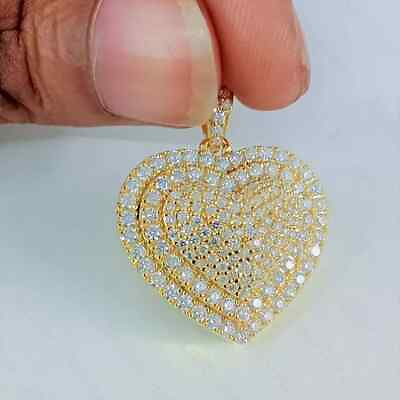 #ad 1.50 CTW Round Cut VVS1 Moissanite Heart Shape Pendant Necklace Engagement Gift $101.99