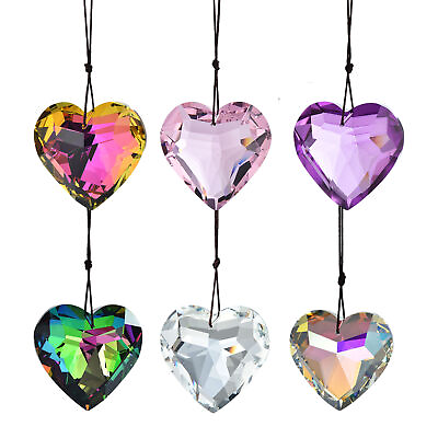 #ad Sun Catcher Crystals K9 Heart Shaped Prism Charm Crystal Prisms for Chandeliers $8.81