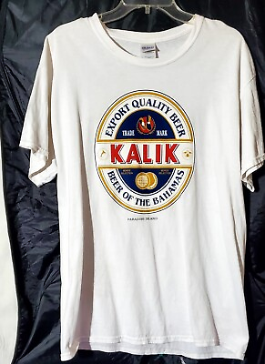 #ad Vintage Bahama Sport Kalik Bahama Beer Front Graphic T Shirt White Size Large $11.05