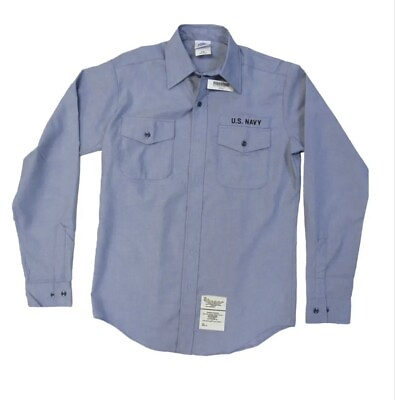 #ad US Navy Men’s Shirt Long Sleeve USN Blue Utility Military GENUINE Medium 1 Pack $12.96