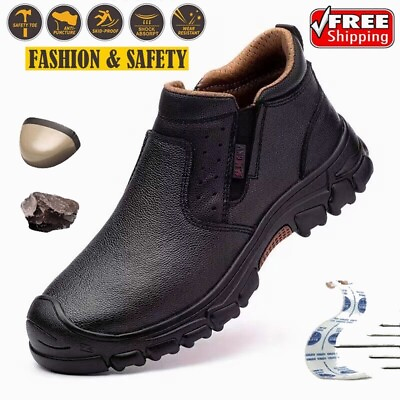 #ad Mens Safety Shoes Composite Toe Work Shoes Waterproof Boots Oil Resistant Shoes $29.84