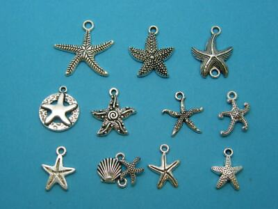 #ad The Starfish Charms Collection 11 different antique silver tone charms $4.70