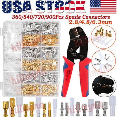 #ad 900PCS Assorted Female Male Spade Electrical Wire Connectors Crimp Terminals Kit $24.99