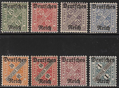 #ad Stamp Germany Official Mi 057 64 Sc 176 3 1920 Dienst Reich Wurttemberg Porto MH $14.95