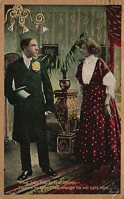 #ad Vintage Postcard 1909 Lovers Couple Quarrel What Takes You To Florida Springs $7.99