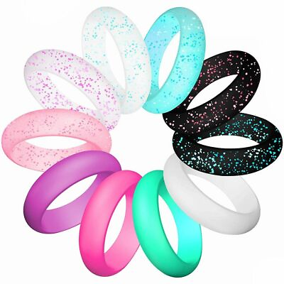 #ad 10X Women#x27;s Silicone Wedding Ring Thin Durable Stackable Comfortable Rubber Band $6.83