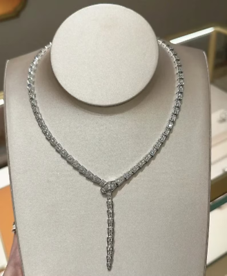 #ad 5ct Round Cut Natural Moissanite Snake Necklace Engagement 925 Sterling Silver $479.99