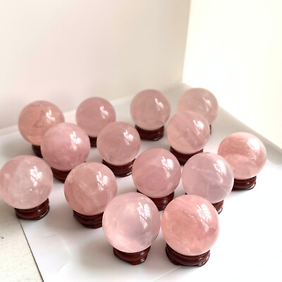 #ad 1kg Natural pink Rose quartz magic Sphere crystal ball base random $85.00