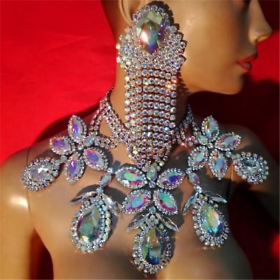 #ad Fashion Rhinestone Multicolored Bohemian Chunky Collar Choker Necklace Jewelry $36.57