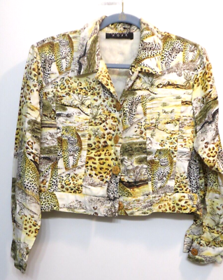 #ad Christina Hope Shirt Jacket Shacket Womens Petite Medium Safari Leopard Top $23.00