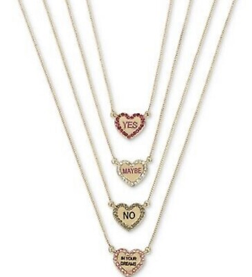 #ad $42 Betsey Johnson NOT YOUR BABE Four Pendants Set Chain Necklace M102 $33.11