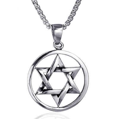 #ad Men#x27;s Stainless Steel Point Star of David Pendant Necklace Necklace Chain $10.99