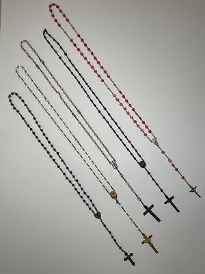 #ad Lot of 5 Vintage Catholic Rosaries Beads $22.00
