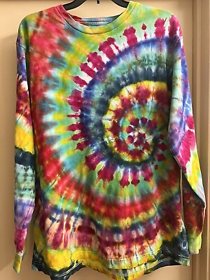 #ad Mens Or Womens Tie Dye T shirt Long Sleeve Size XL 46 48 One Of A Kind OOAK $17.00