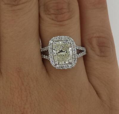 #ad 3.5 Ct Pave Split Shank Radiant Cut Diamond Engagement Ring VS2 F White Gold 14k $5888.00
