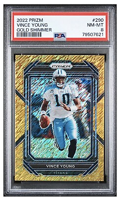 #ad 2022 NFL Prizm Vince Young #290 Gold Shimmer # 10 Tennessee Titans PSA 8 NM MT $300.00