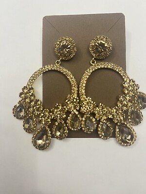 #ad crystal rose gold chandelier earrings vintage $22.00