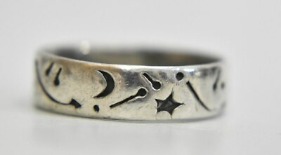 #ad star ring shooting star thumb moon band sterling silver men Size 11 $48.00