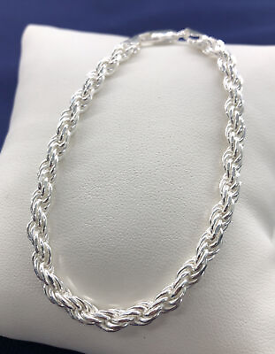 #ad 925 Sterling Silver 5mm Rope Chain Bracelet 8quot; inch $39.99