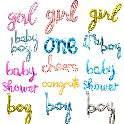 #ad Large Baby Shower Balloons Script Cursive Boy or Girl Foil Gender Reveal UK GBP 11.49