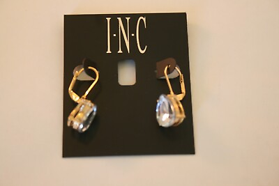 #ad INC gold tone large crystal teardrop dangle earings 1 1 4quot; $4.00
