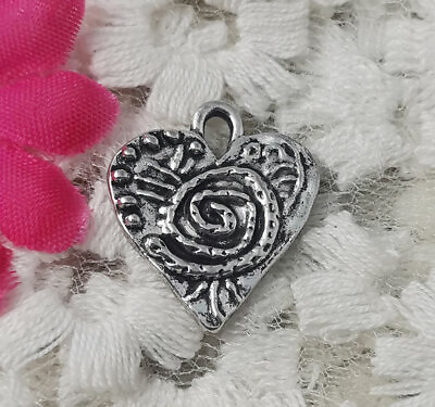 #ad Free Ship 52 pcs Antique silver heart charms 19x17mm H 5118 $5.94