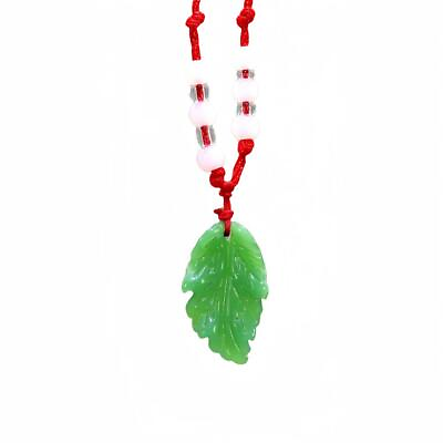 #ad Green Real Jade Leaf Pendant Necklace Chain Energy Carved Natural Jewelry $1.24