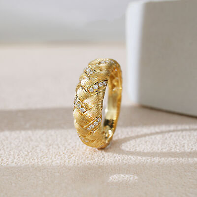 #ad #ad 18K Solid Yellow Gold Braided Diamond Ring COA $1857.98