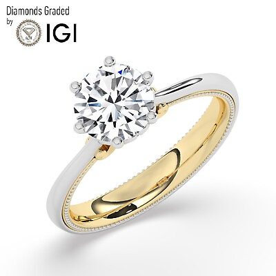 #ad IGI F VS1 Solitaire Lab Grown Round Diamond Engagement Ring 18K Yellow Gold $1606.00