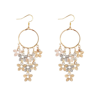 #ad Zircon Sequin Flower Earrings Fashion Tassel Eardrop Decorative Ear Jewelry $8.24