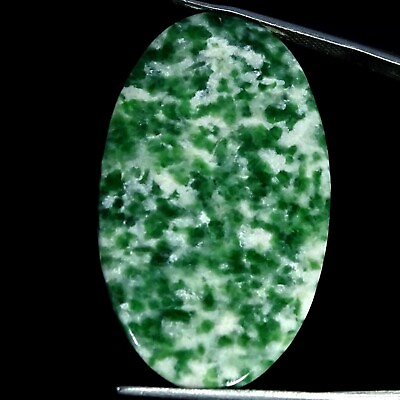 #ad 29.40 Cts African Green Dot Jade Loose Gemstone Oval Cabochon Natural 24X40X3MM $6.43