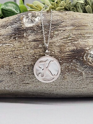 #ad Sz 18 Honora Sterling Silver Mother Pearl MOP Initial K Pendant Letter Necklace $28.98