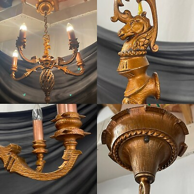 #ad REWIRED Antique Vtg Arts amp; Crafts Tudor Chandelier Deco Gothic Mission Copper $699.99